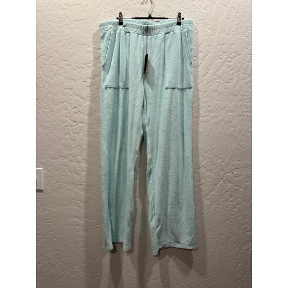 Monrow Terrycloth Wide Leg Lounge Pants XL Mint Green - Picture 1 of 3